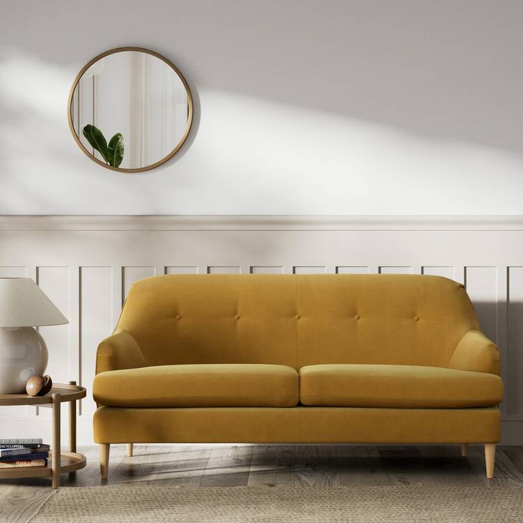 Habitat Frome Fabric 2 Seater Sofa - Gold - Ash Leg 0