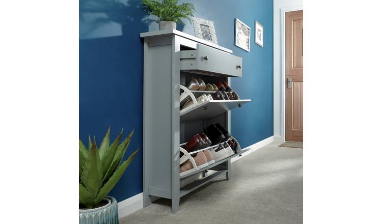 Buy Deluxe Two Tier Shoe Cabinet Grey Shoe storage Argos