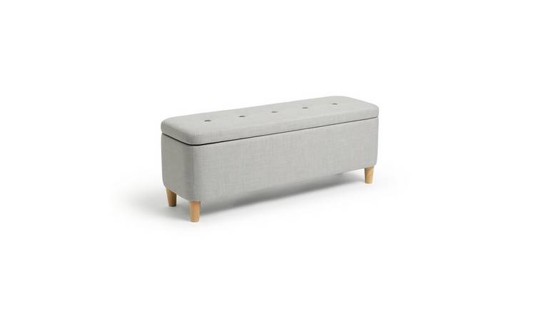 Habitat Aspen Fabric Storage Ottoman - Light Grey