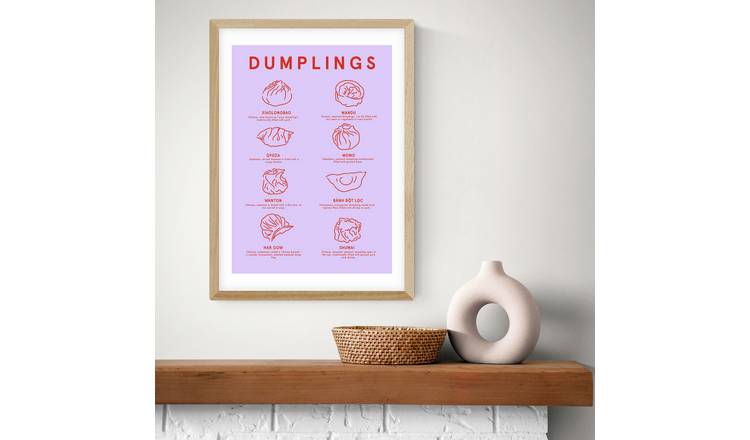 East End Prints Dumpling Menu Oak Frame Art Print - A2