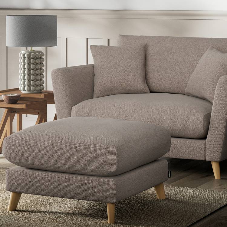 Habitat Lomond Fabric Footstool - Mocha - Ash Leg 0