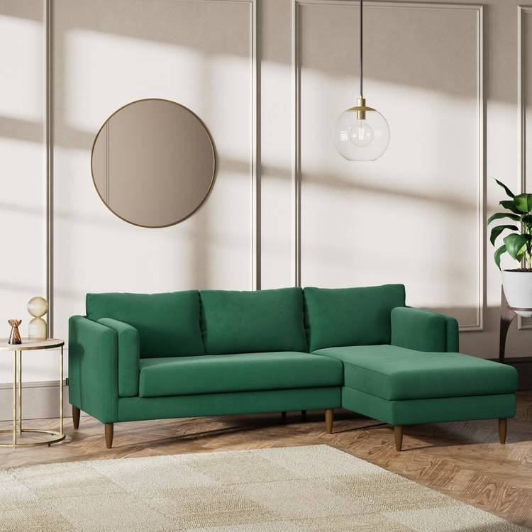 Habitat Newington Right Hand Corner Sofa - Green - Dark Leg 0
