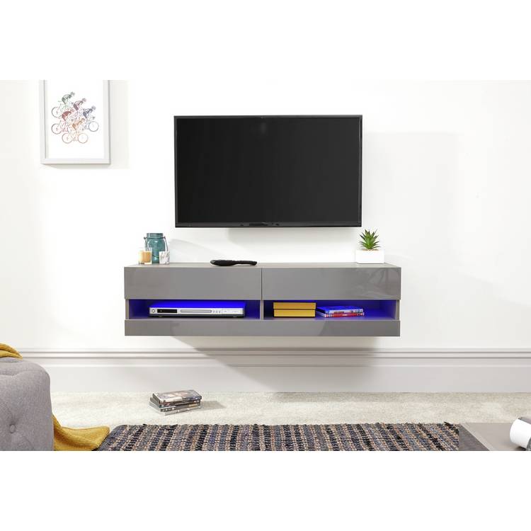 GFW Galicia 120cm LED Wall TV Unit - Grey 0