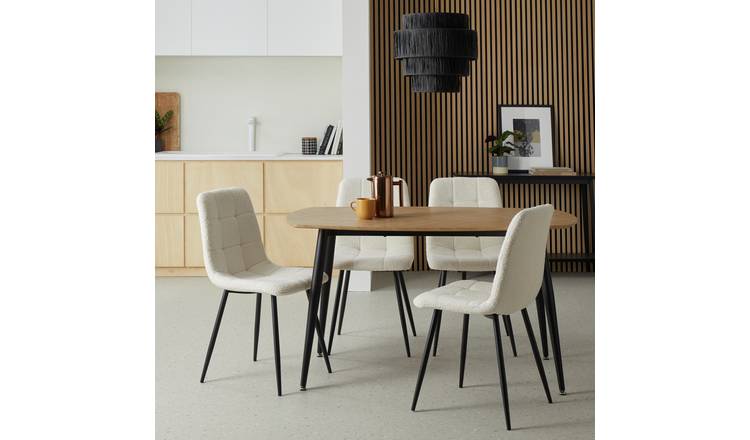 Argos Home Cobin Oak Dining Table & 4 White Chairs