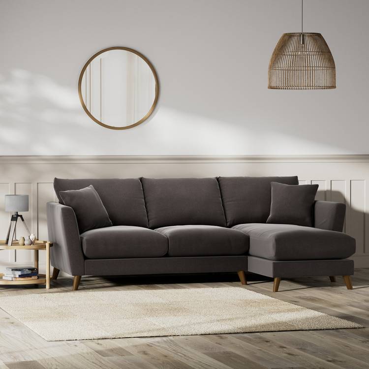 Habitat Lomond Right Hand Corner Sofa - Grey - Dark Leg 0