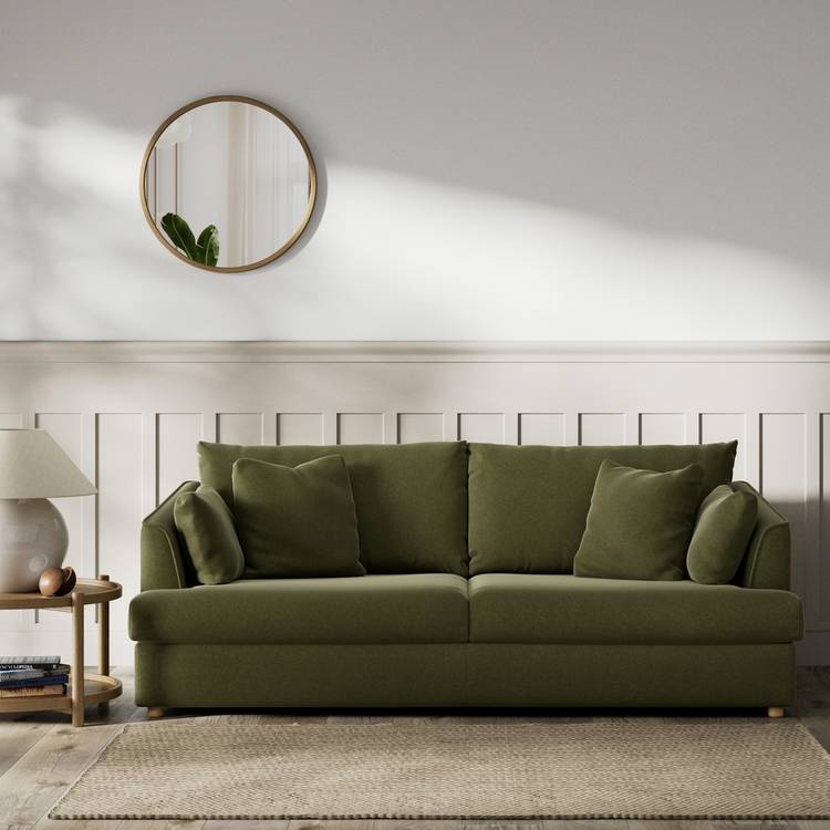 Habitat Holmfirth Velvet 3 Seater Sofa - Moss Green 0