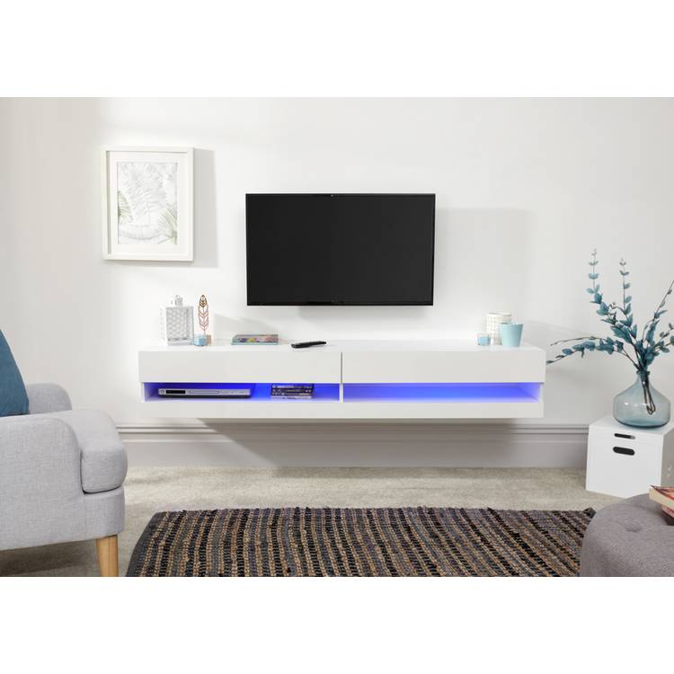 GFW Galicia 150cm LED Wall TV Unit - White 0