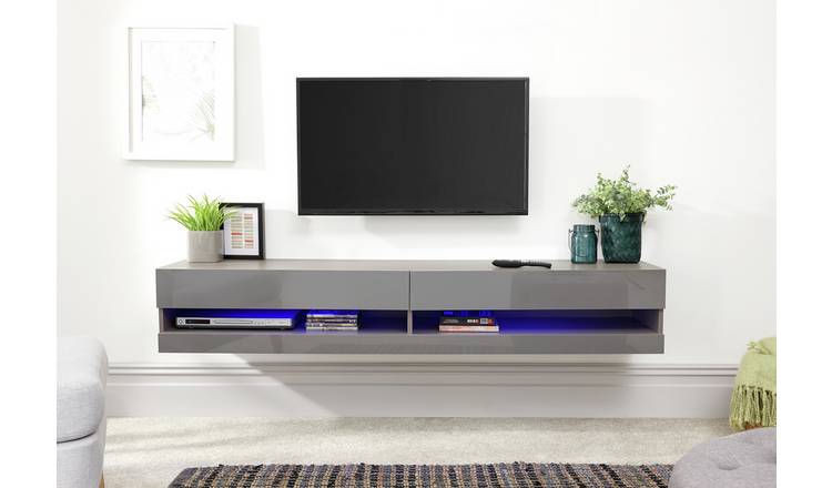 Grey gloss wall on sale mounted tv unit