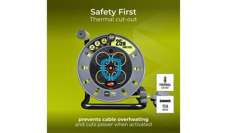 Buy Masterplug Pro-XT 4 Socket 25m Open Cable Reel | Extension