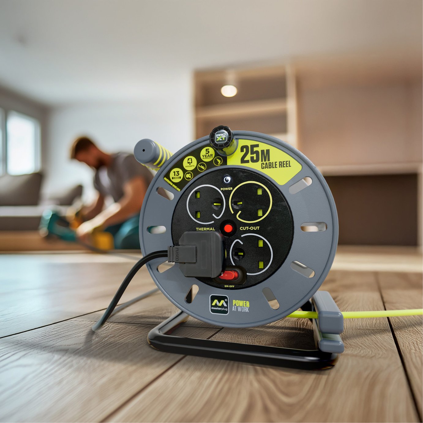 Buy Masterplug Pro-XT 4 Socket 25m Open Cable Reel | Extension