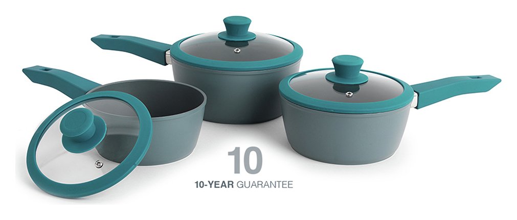 Progress 3 Piece Forged Aluminium Saucepan Set - Teal