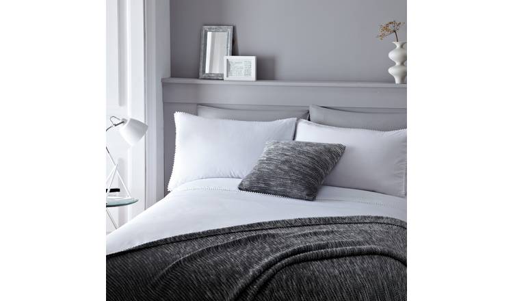 Buy Serene Pom Pom White Bedding Set Double Duvet Cover