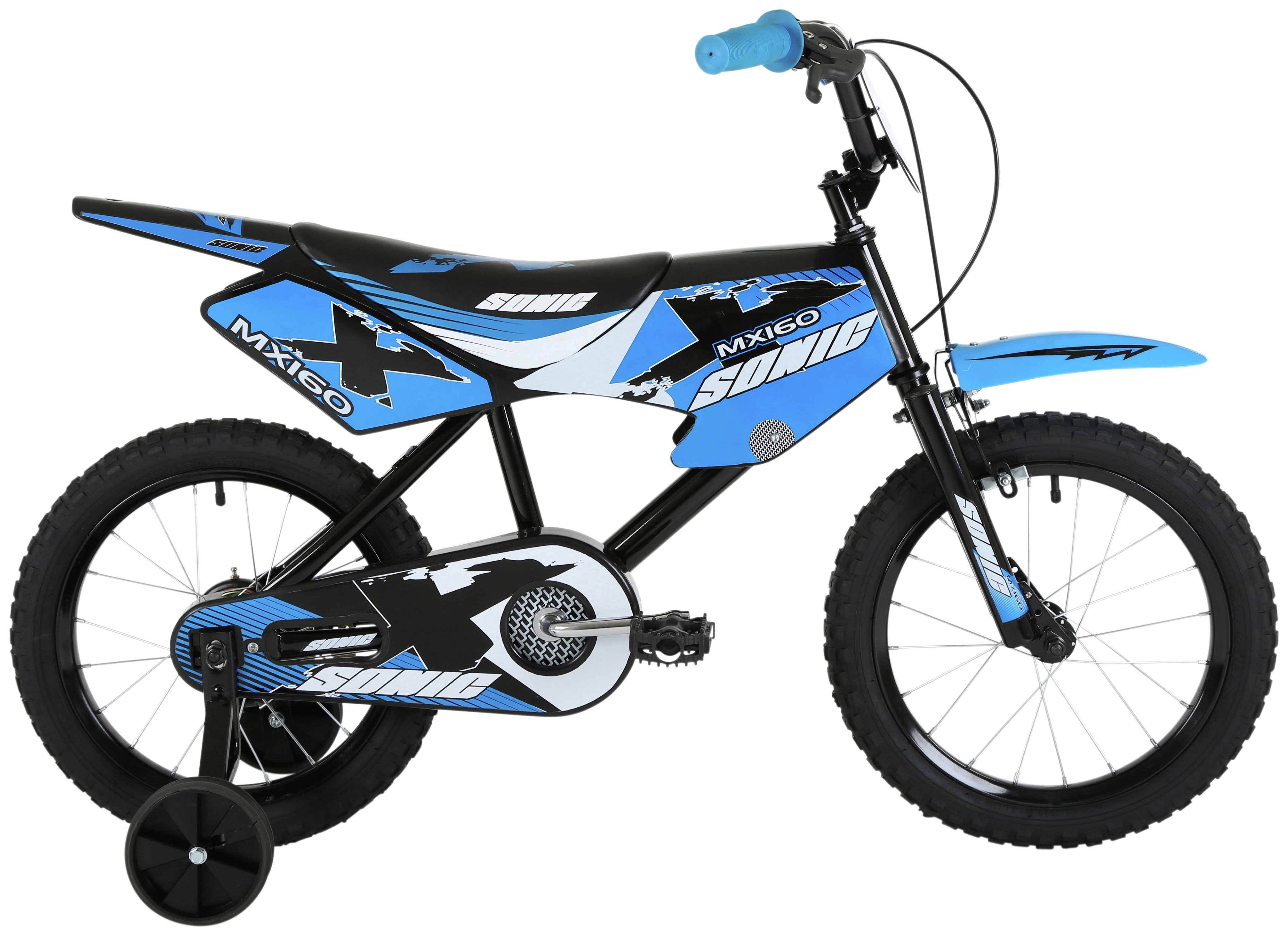 Sonic Kids Moto X 16 Inch Bike - Blue & White