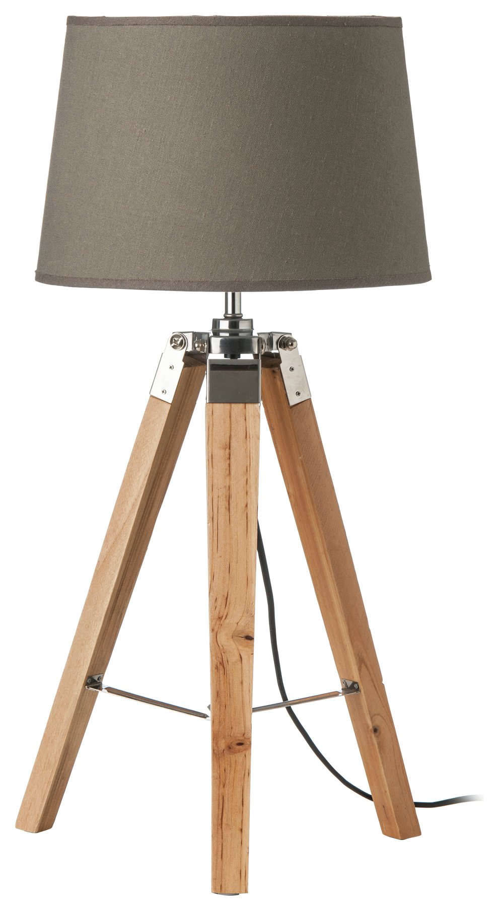 Wood Base Tripod Table Lamp - Grey