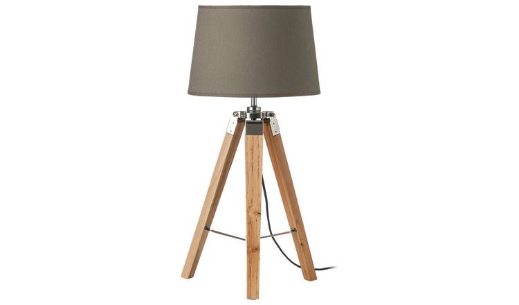 Buy Wood Base Tripod Table Lamp Grey Table Lamps Argos