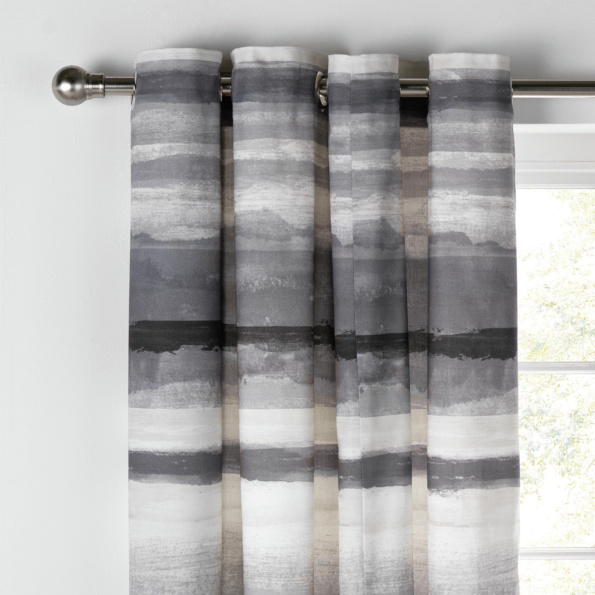 Collection Watercolour Lined Curtains 229x229cm Grey. (6856423