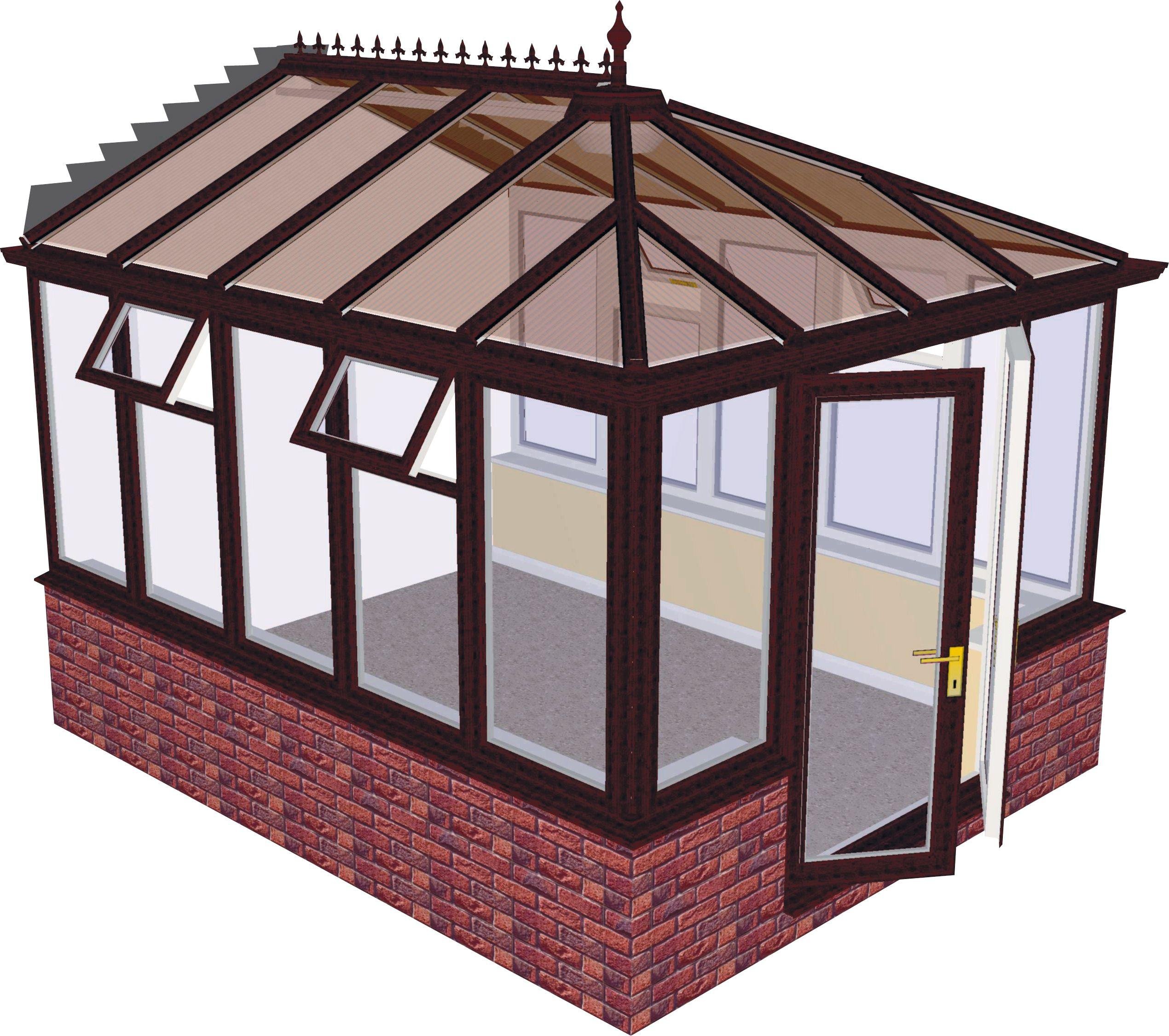 Edwardian Dwarf Wall Large Conservatory-Rosewood on White. Review