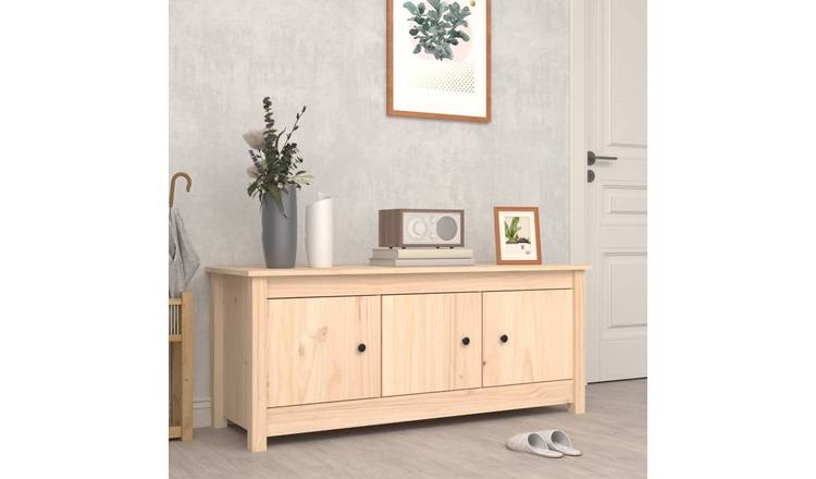 Walplus Solid Wood Shoe Cabinet - Brown - 110 x 38 x 45.5 cm
