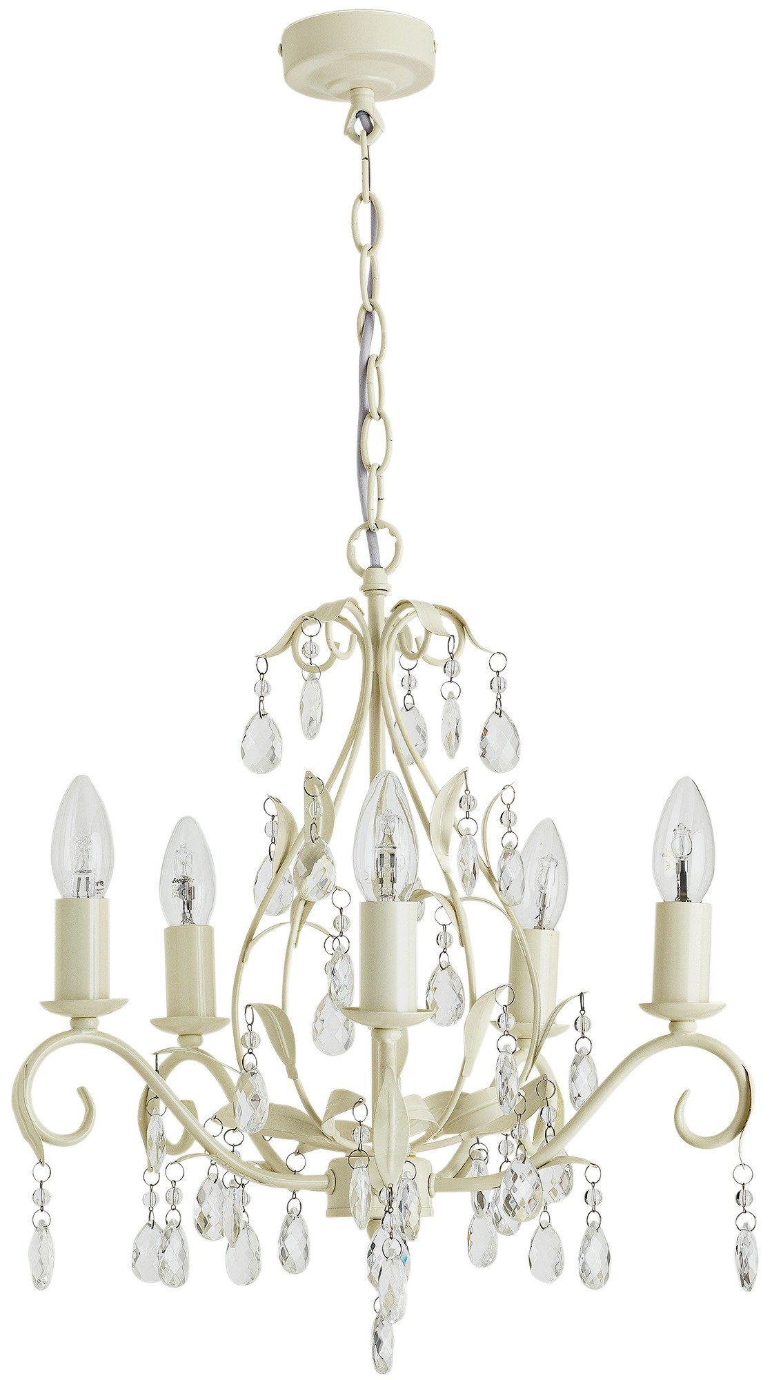 Argos Home Laura 5 Light Glass Leaves Drop Chandelier