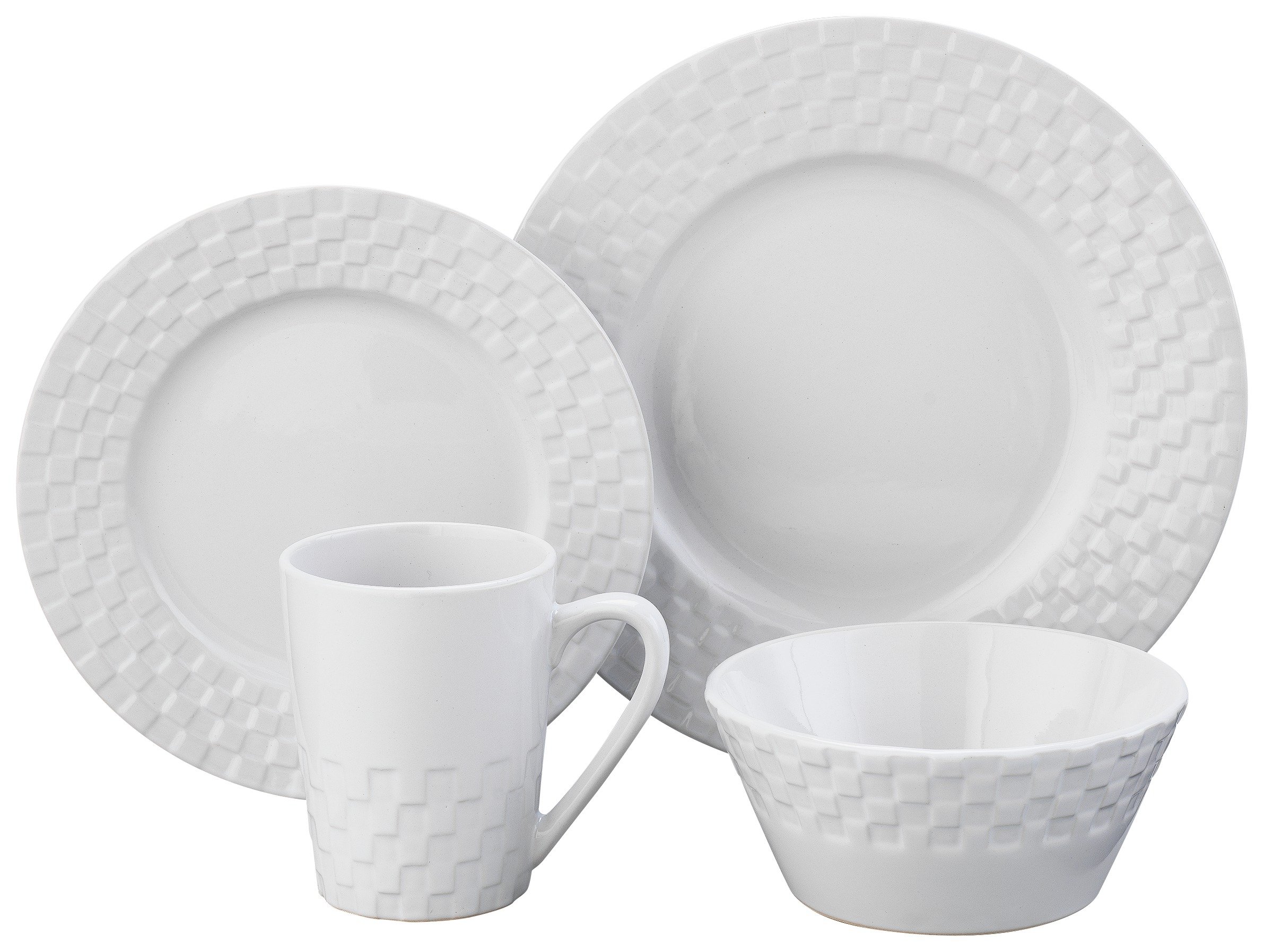 Argos Home 16 Piece Basket Weave Stoneware Dinner Set