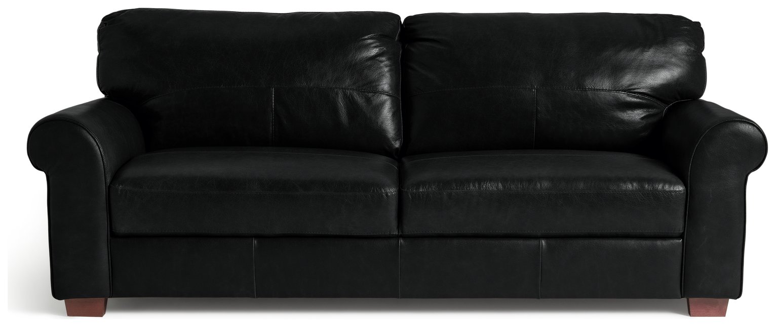 Habitat Salisbury 4 Seater Leather Sofa - Black
