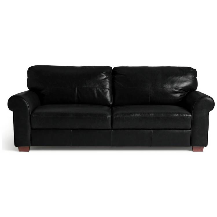 Argos Home Salisbury Leather 4 Seater Sofa - Black 0