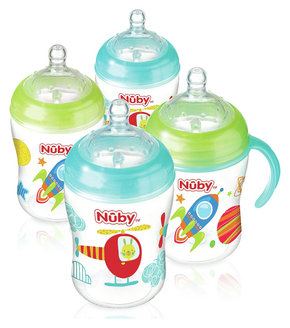 Nuby's Natural Touch™ 270ml Bottles 4 Pack - Boy