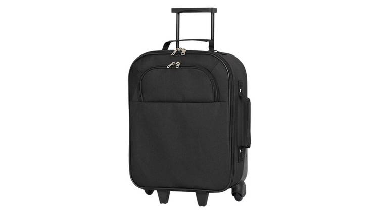 Simple Value Soft 2 Wheel Small Cabin Suitcase - Black