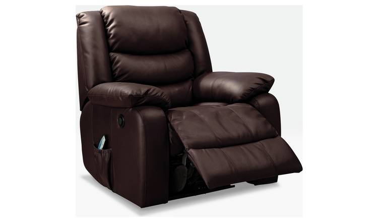 Argos Home Leather Massage Power Recliner Chair - Dark Brown