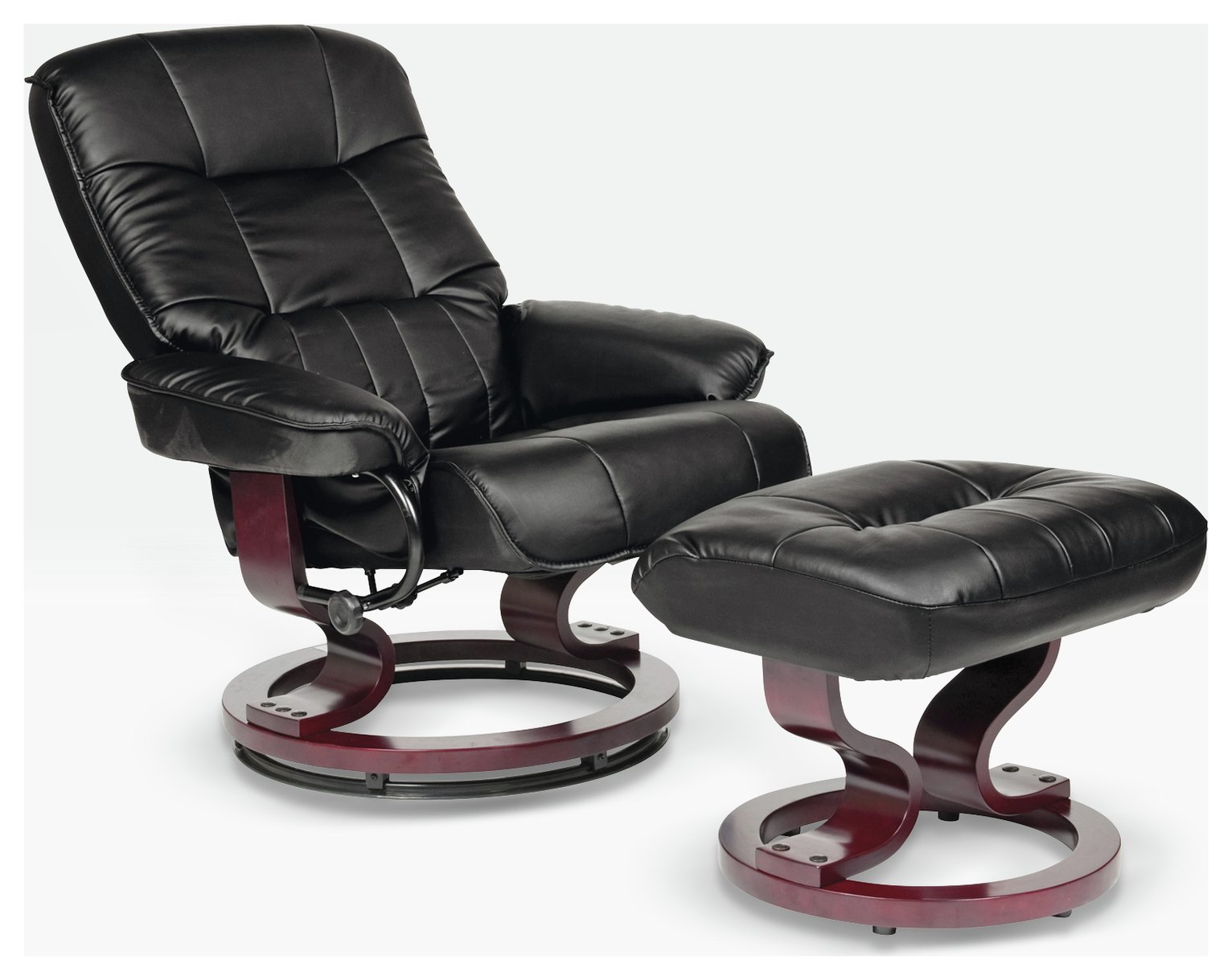 Argos Home Santos - Leather Eff Recline Chair/Footstool