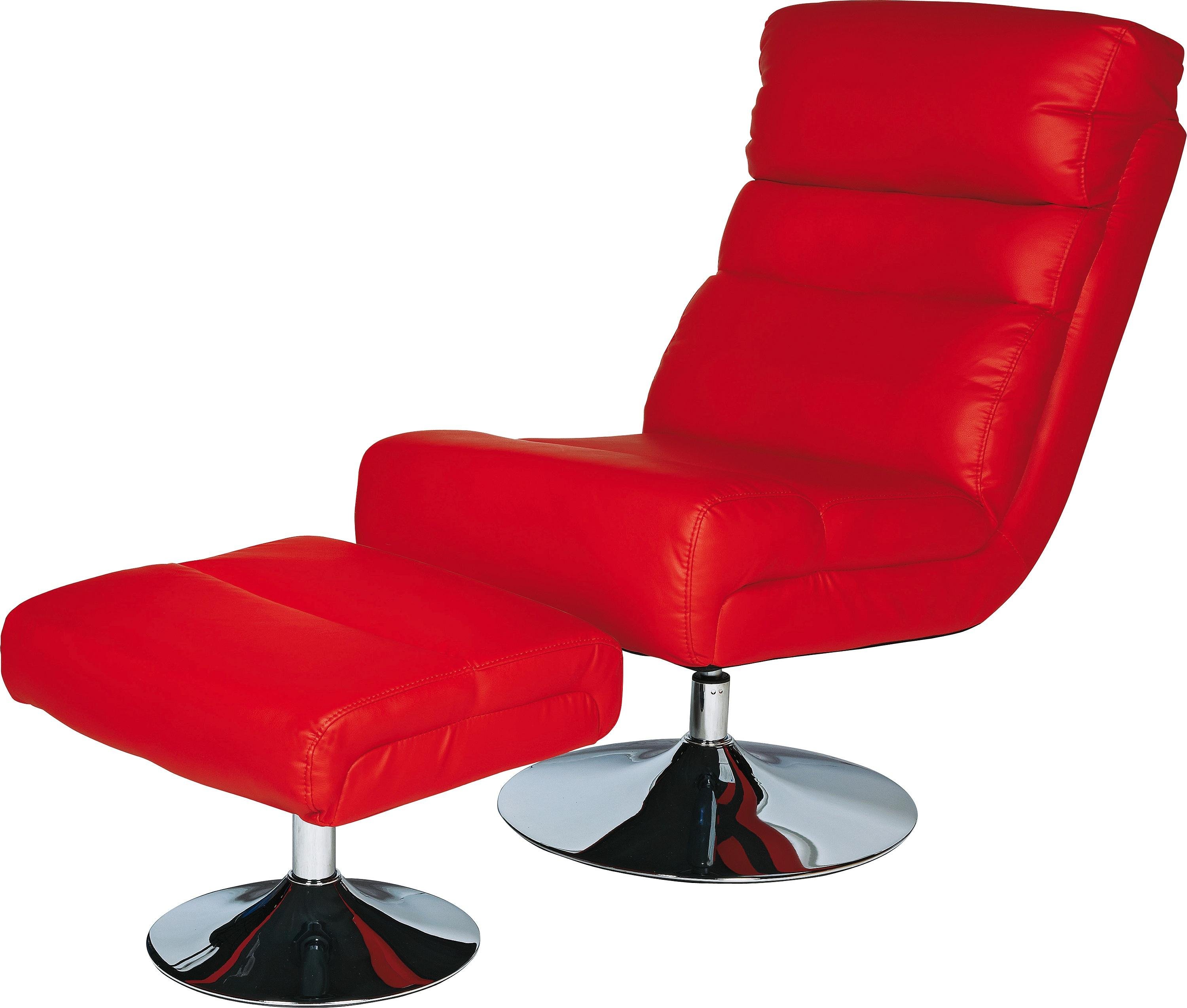 Argos Home Costa Faux Leather Swivel Chair & Footstool - Red