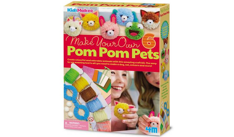 4M KidzMaker Make Your Own Pom Pom Pets - 5 Years +