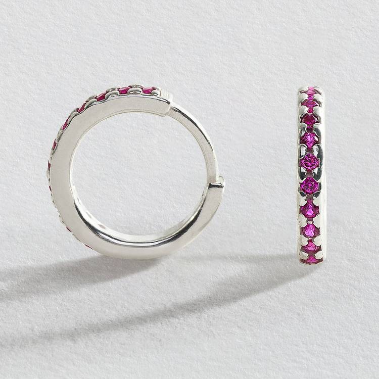 Revere Sterling Silver Pink Cubic Zirconia Hoop Earrings 0