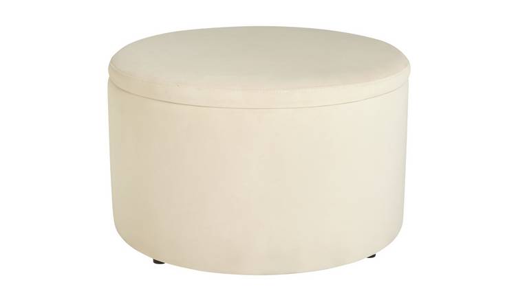 Argos Home Dex Velvet Ottoman - Natural