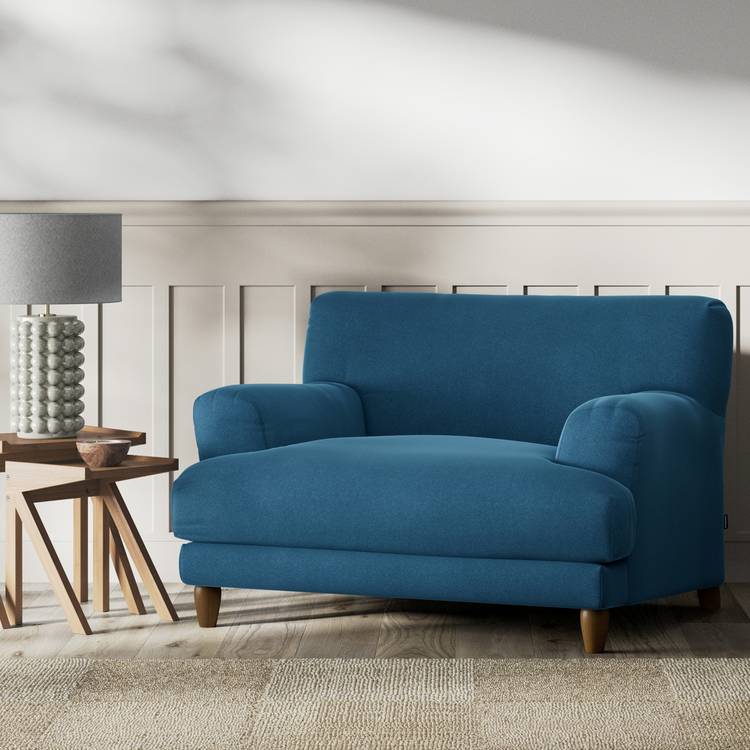 Habitat Askem Velvet Cuddle Chair - Ink Blue - Dark Leg 0