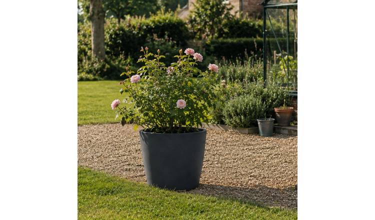 Fargro Home and Garden 30L Polystone Bucket Round Planter Pot - Charcoal Black
