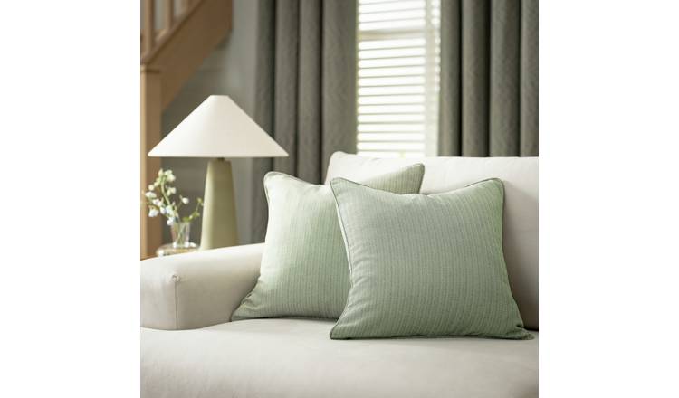 Habitat Herringbone Cushion Cover - 2 Pack - Green - 43x43cm