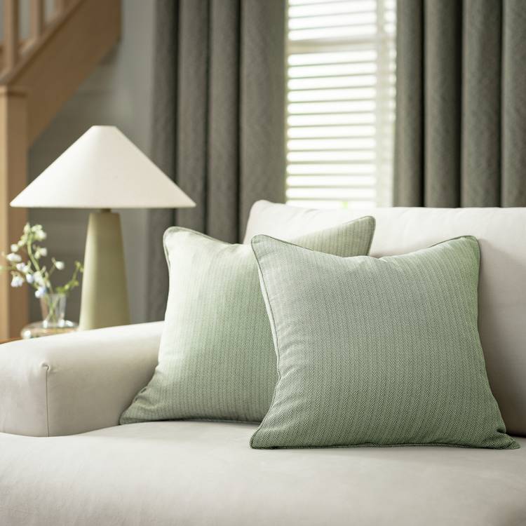 Habitat Herringbone Cushion Cover - 2 Pack - Green - 43x43cm 0