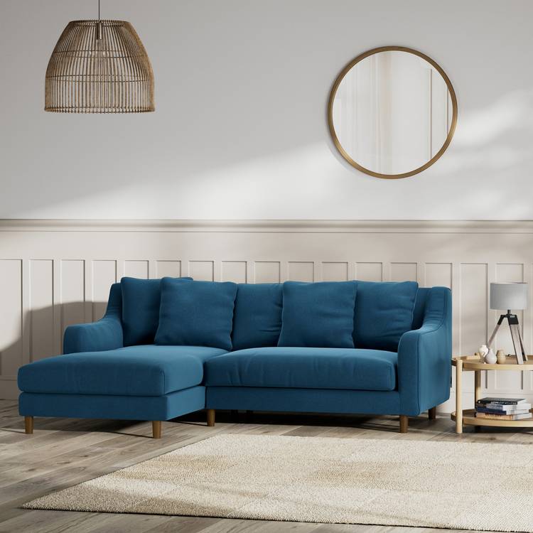 Habitat Swift Left Hand Corner Sofa - Ink Blue - Dark Leg 0