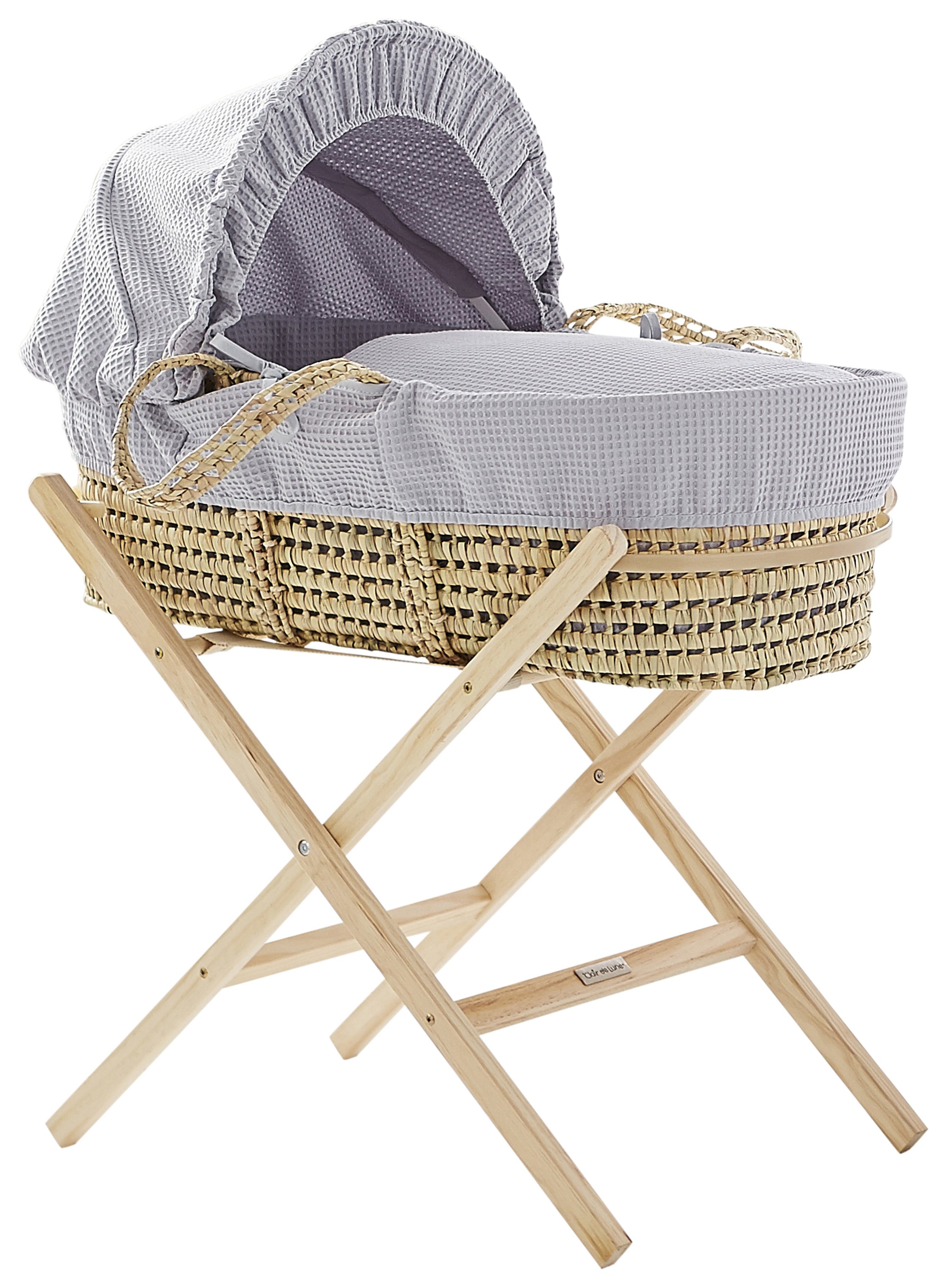 Cuggl Waffle Moses Basket with Stand - Grey