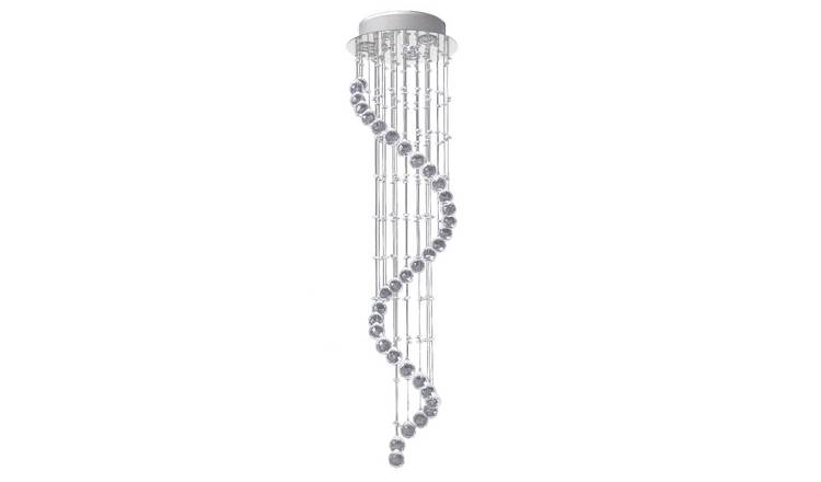 HOMCOM Crystal Glass Droplet Chandelier – Silver
