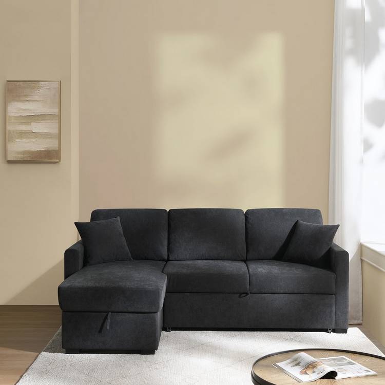 Habitat Reagan Left Hand Storage Corner Chaise Sofa Bed - Charcoal 0