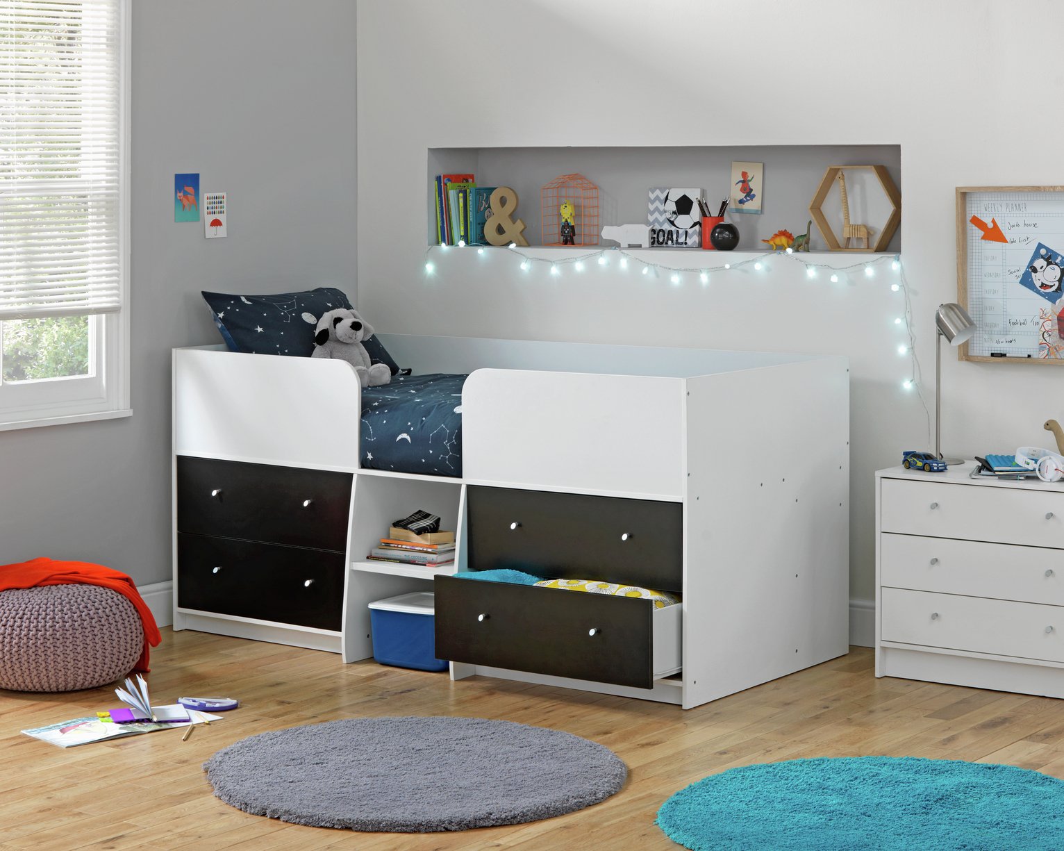 black mid sleeper bed