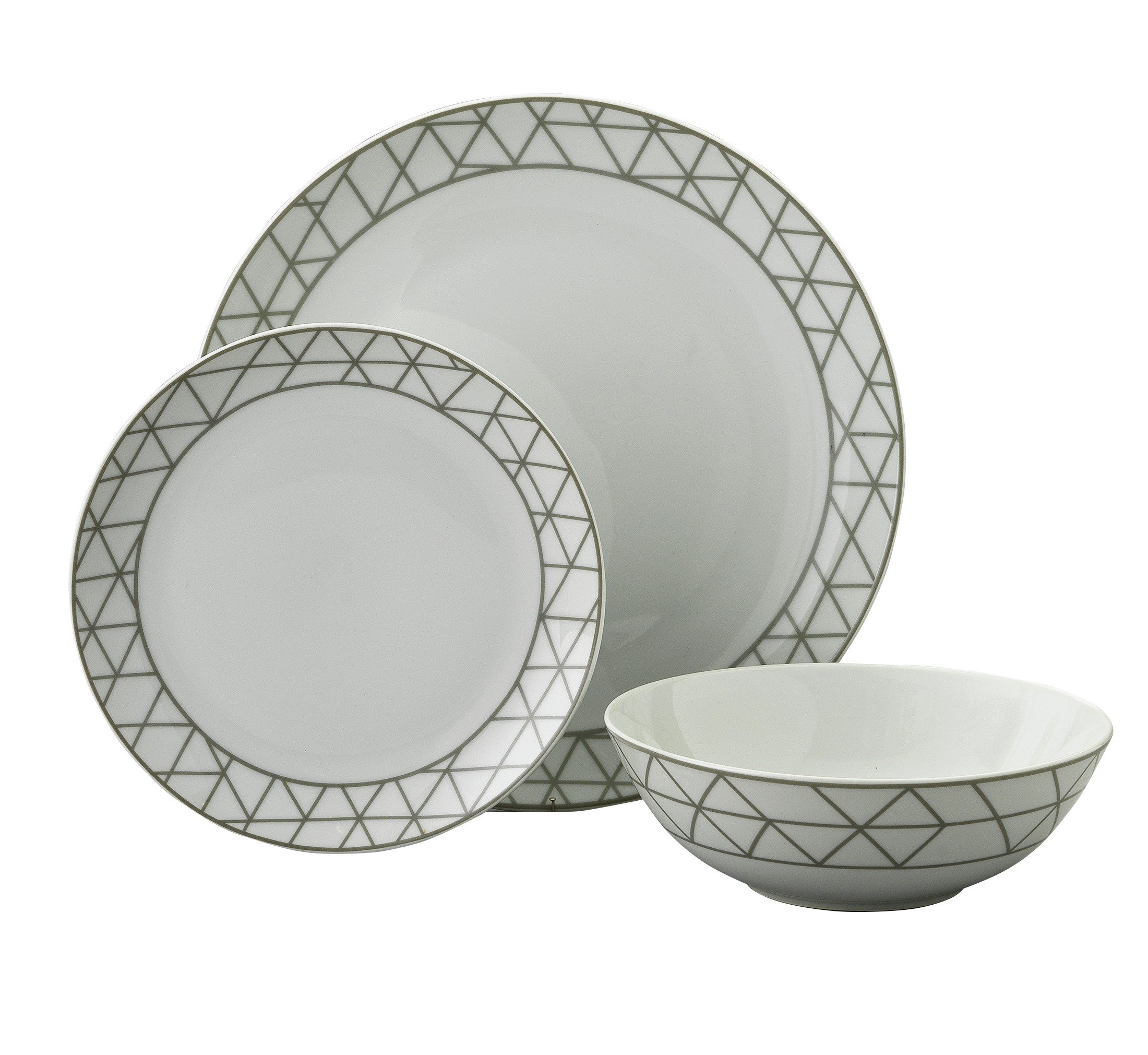 Argos Home 12 Piece Grey Geometric Porcelain Dinner Set 6983310