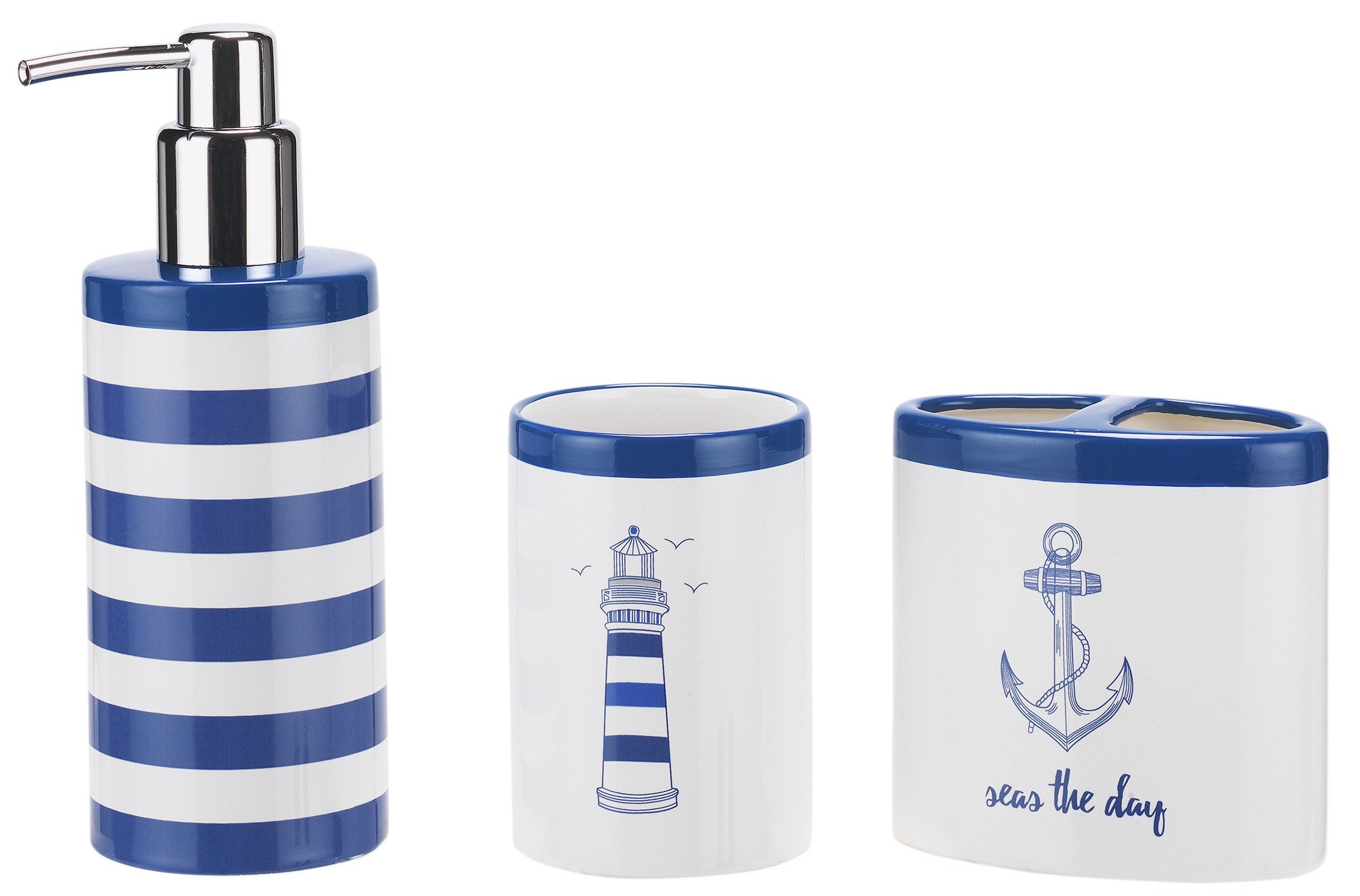 Argos Home Coastal 3 Piece Accessory Set - Blue & White