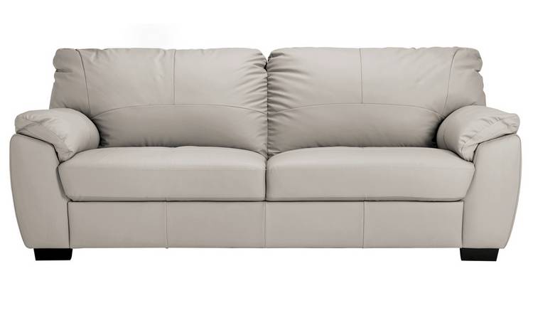 Argos Home Milano 4 Seater Leather Sofa - Light Grey