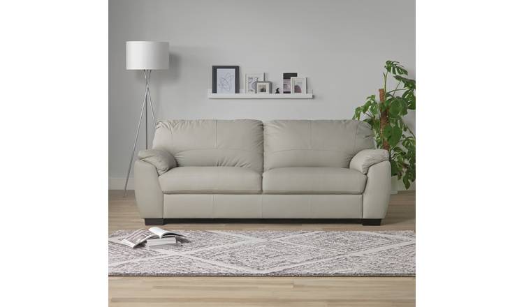 Argos Home Milano Leather 4 Seater Sofa - Light Grey