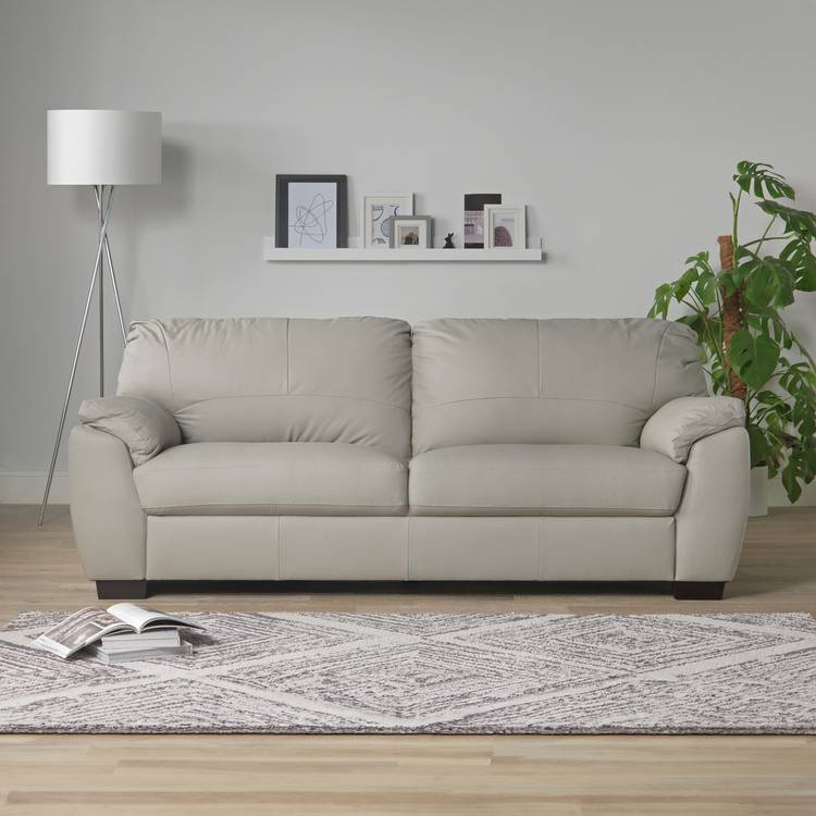 Argos Home Milano Leather 4 Seater Sofa - Light Grey 0