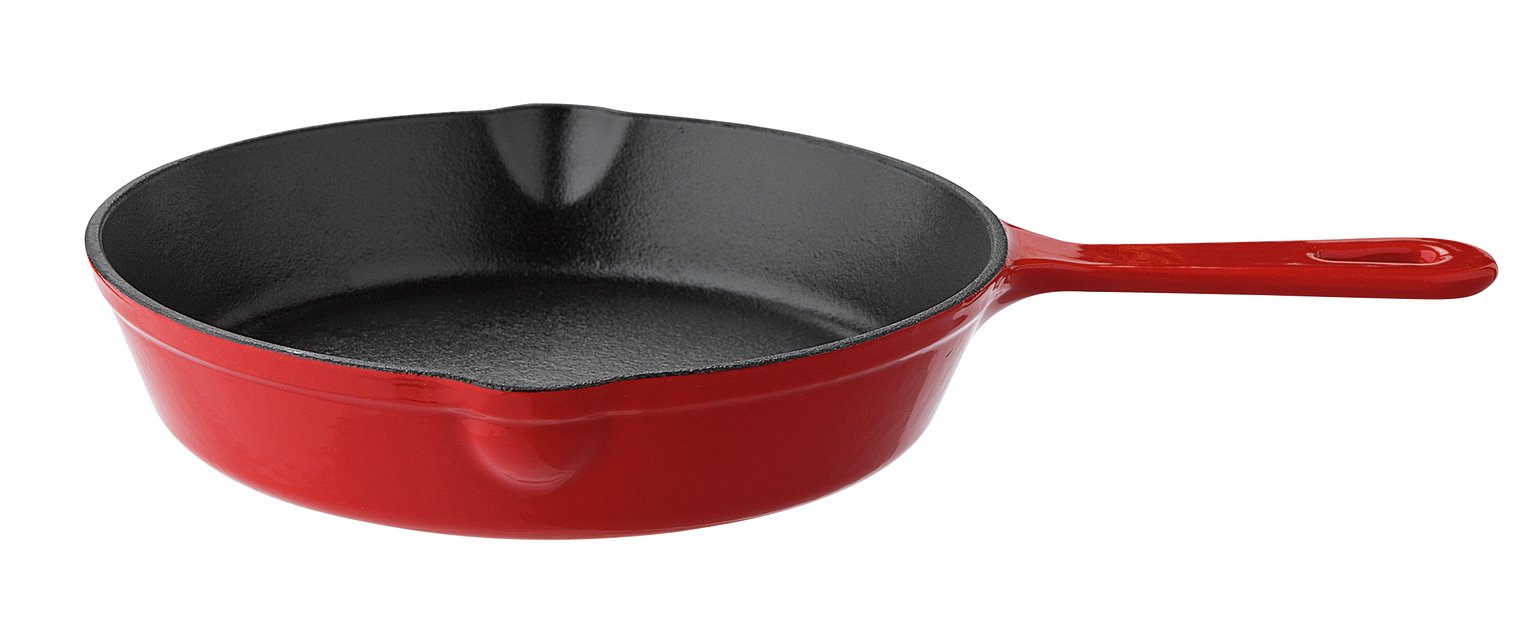 Sainsbury's Home 19.5cm Cast Iron Frying Pan - Red
