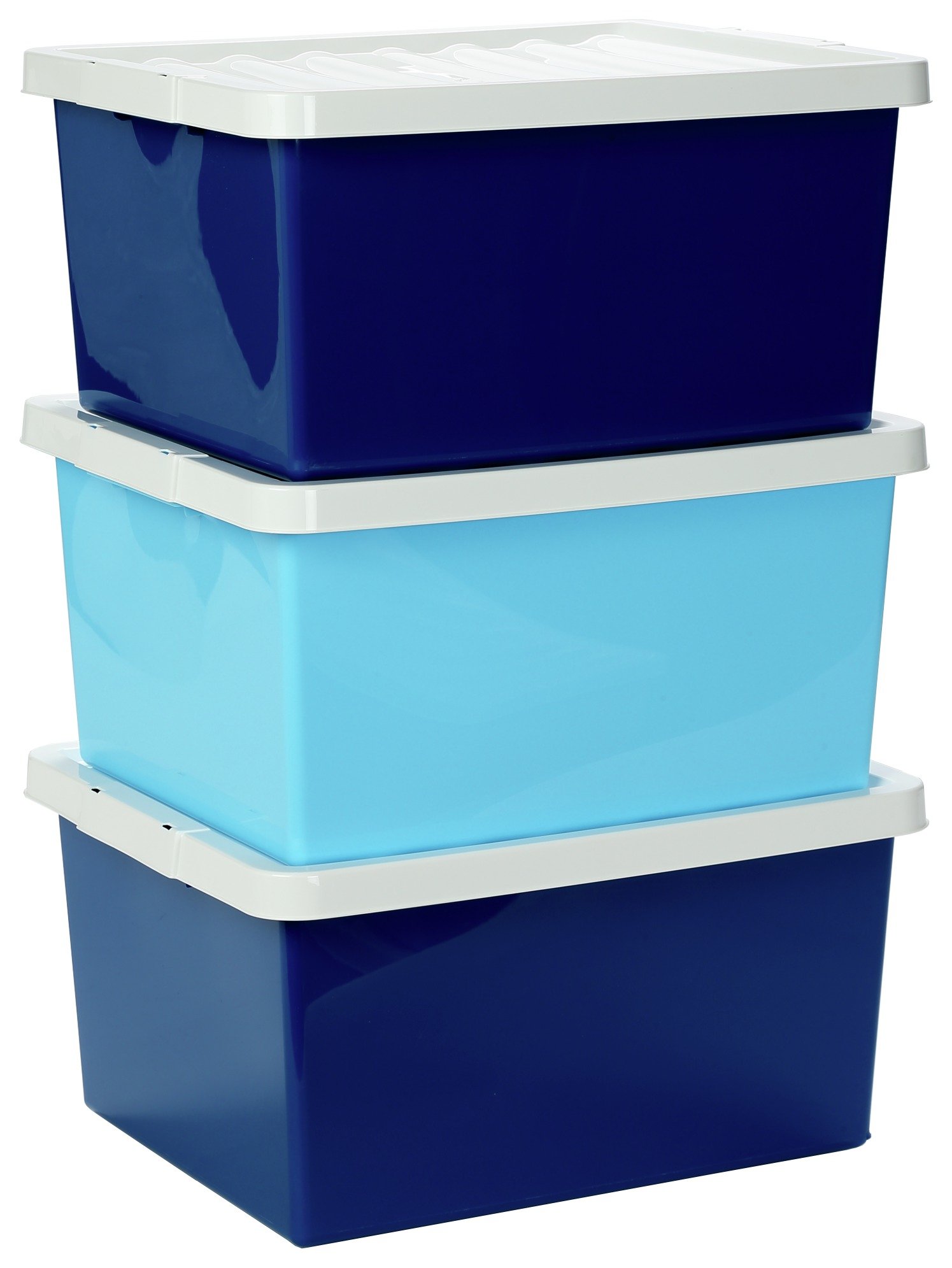 Argos Home Set of 3 Blue Storage Boxes with Lids